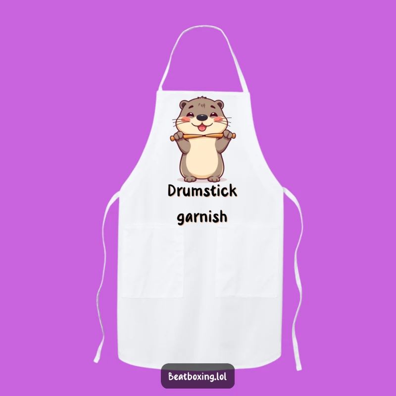 Funny Otter Drumsticks Apron - Playful Kitchen Wear for Music Makers