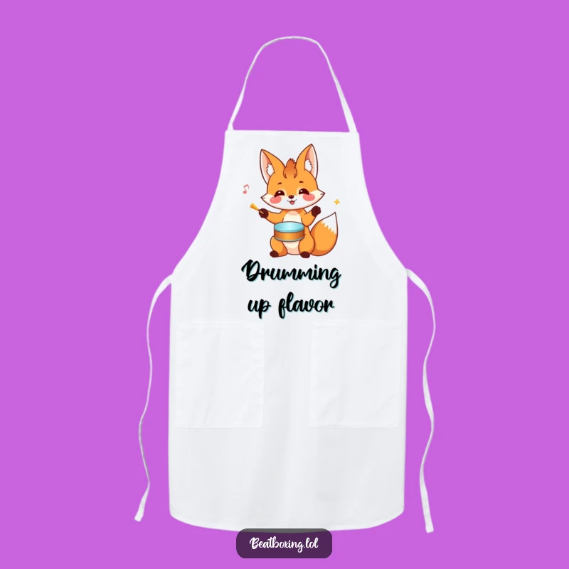 Funny Fox Drumming Apron: Cheerful Head Rhythms Kitchen Gift