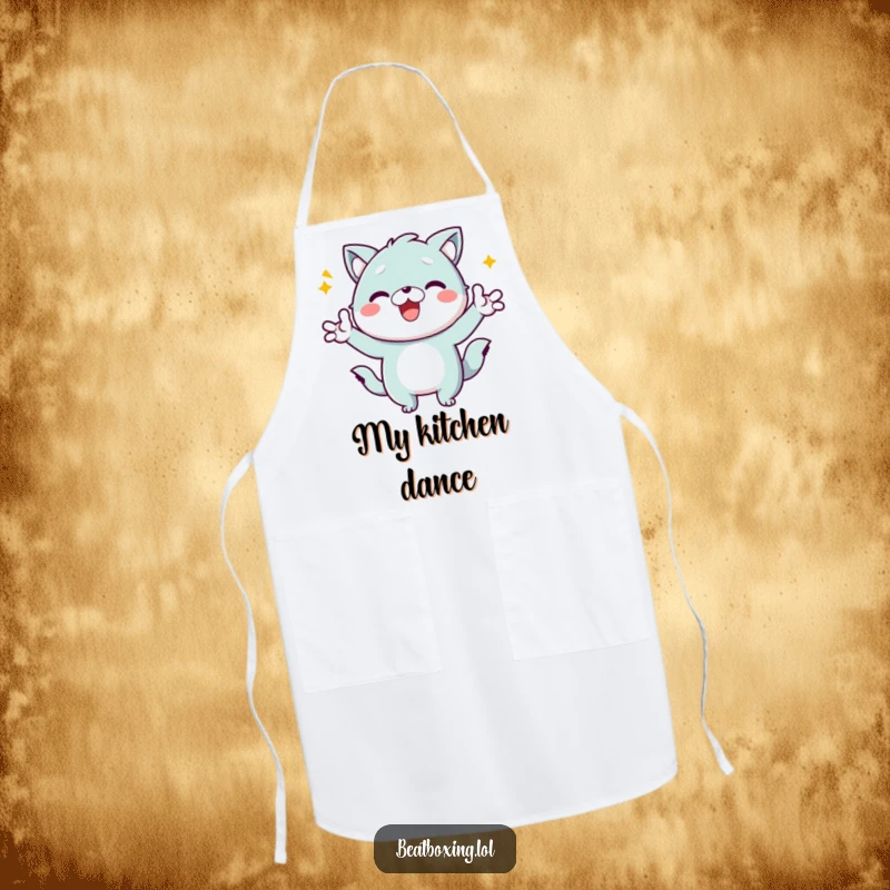 Funny Kawaii Animal Apron: A cute, energetic character making humorous gestures, ideal for kitchen activities and cooking enthusiasts.