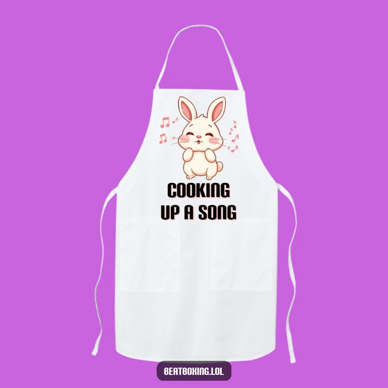 Funny Rabbit Music Apron: Energetic Cheek Puffing Kitchen Gift