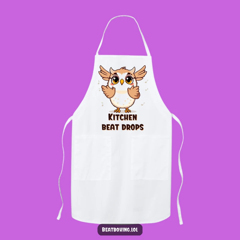 Funny Owl Beat Apron: Musical Chef Character, Perfect Humorous Gift for Kitchen Rhythms