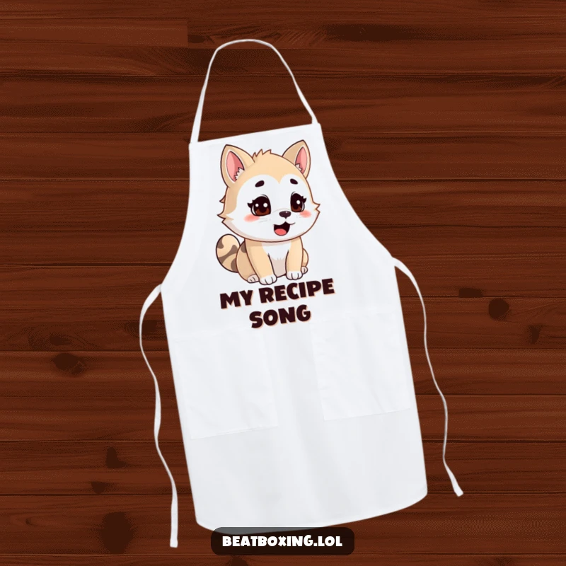 Funny Animal Apron: An adorable character showing intense focus while vocalizing, designed for culinary enthusiasts with a sense of humor.