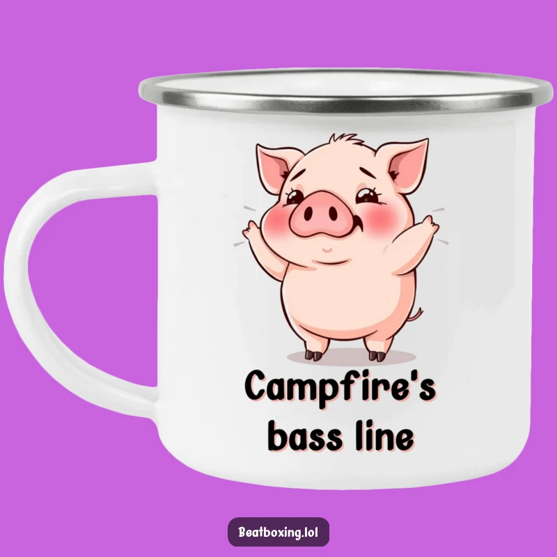 Funny Pig Bass Drop Camping Mug: Campfire Beats and Brews