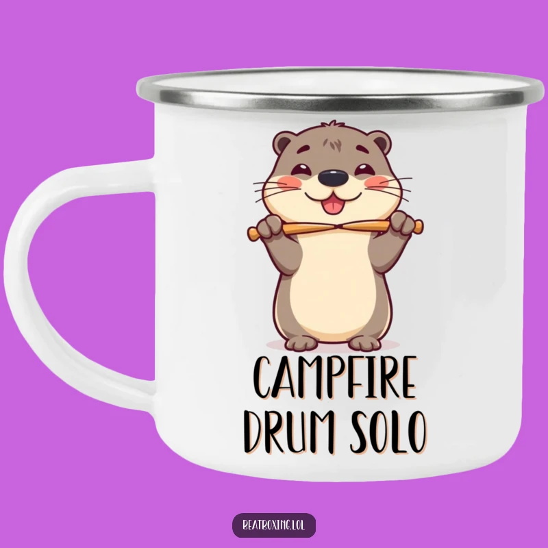 Funny Otter Drumsticks Camping Mug - Rhythm for Your Outdoor Adventures