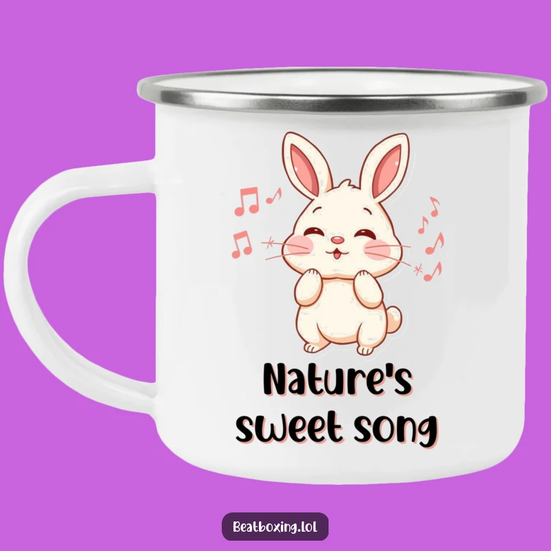 Funny Rabbit Music Camping Mug: Energetic Cheek Puffing Outdoor Gift