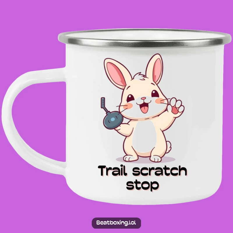 Funny Rabbit Record Scratch Camping Mug - Outdoor Beats for Music Fans