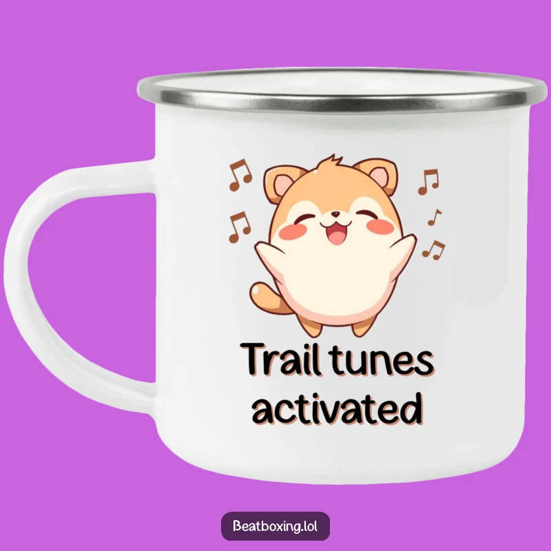 Durable Funny Beatbox Animal Camping Mug: Smiling Character for Outdoor Beats