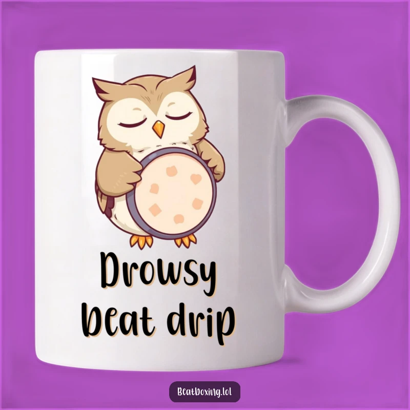 Funny Owl Drummer Mug: Sleepy Kick Drum Beat, Perfect Humorous Gift