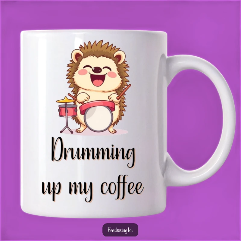 Funny Laughing Hedgehog Drummer Mug - Percussion Fun Gift