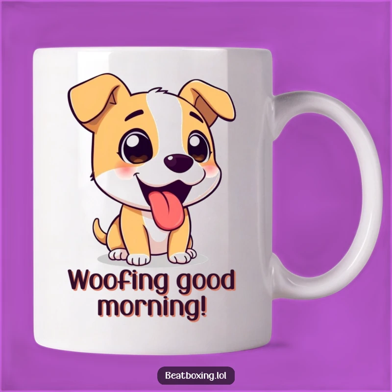 Funny Barking Dog Mug - Excited Pup with Tongue Out Gift