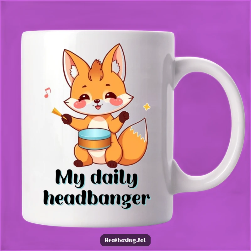 Funny Fox Drumming Mug: Cheerful Head Rhythms Gift for Fox Lovers