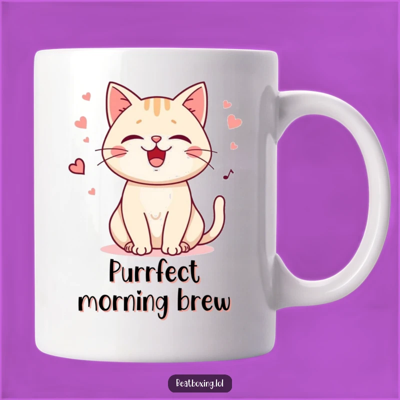 Funny Purring Cat Mug: Enjoy the Rhythm of Relaxation! A Purrfect Funny Gift.