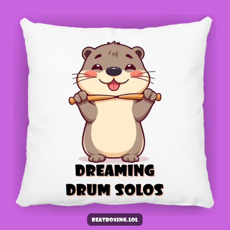 Funny Otter Drumsticks Pillow - Cozy Cushion with Percussion Playfulness