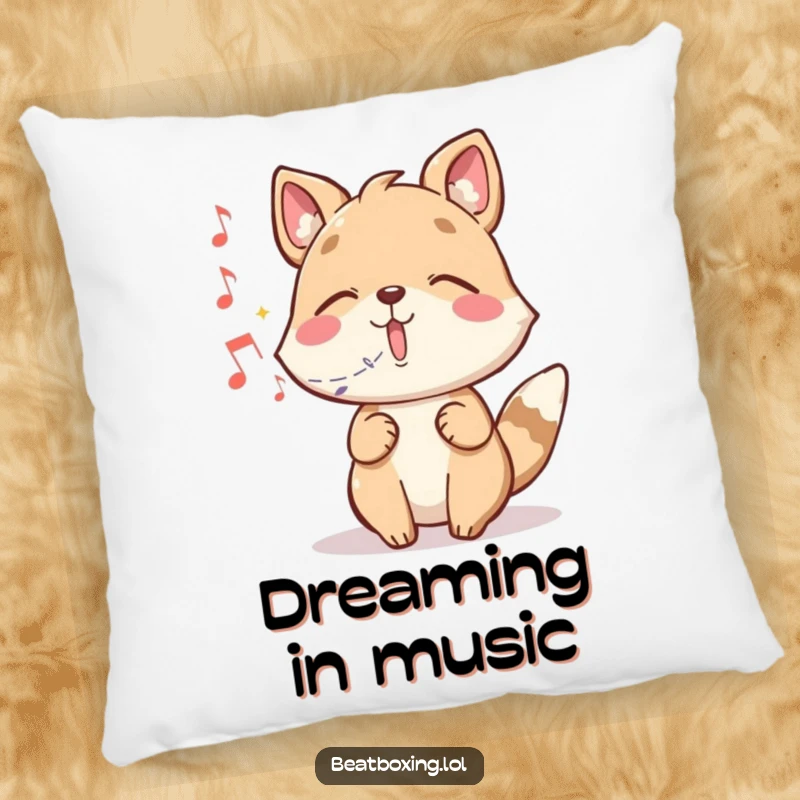 Funny pillow featuring a whimsical animal character conjuring musical notes, bringing magic to slumber.
