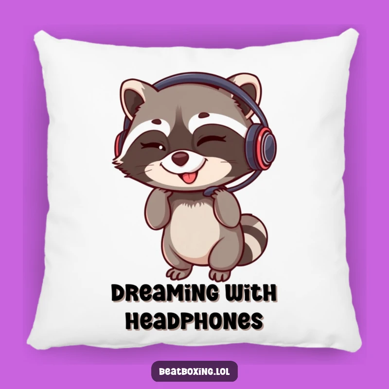 Funny Winking Raccoon Gamer Pillow - Comfy Headset Accent