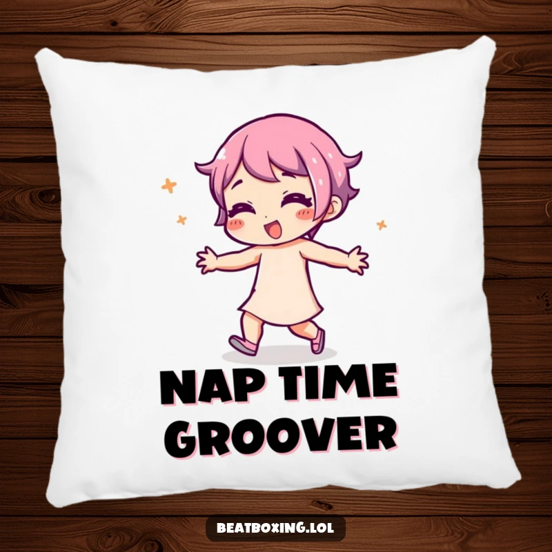 Funny Pillow with a charming character expressing joy through rhythmic movement, perfect for adding comfort and humor to any room.