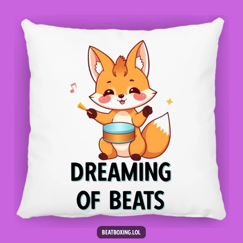 Funny Fox Drumming Pillow: Cozy Head Rhythms Humor Accent Gift