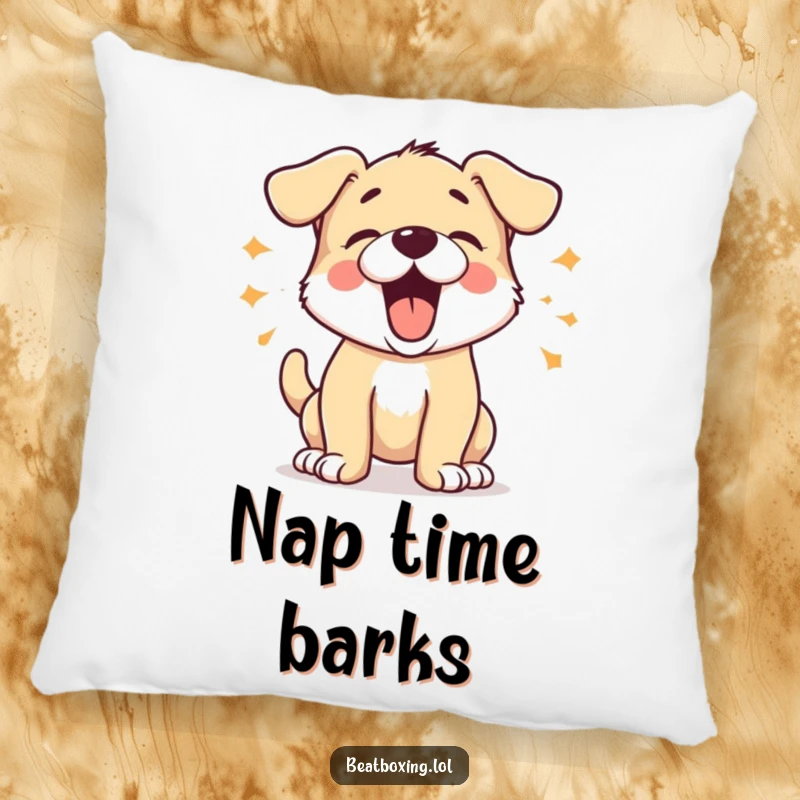 Soft Funny Barking Puppy Pillow showing an energetic puppy barking with percussive bursts, perfect for adding comfort and canine charm.