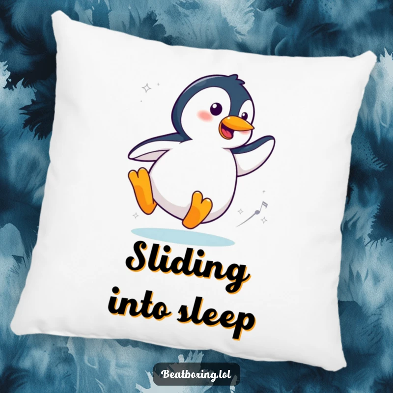 Soft Funny Cool Penguin Pillow showing a stylish penguin sliding and spinning with flair, perfect for adding comfort and cool charm.