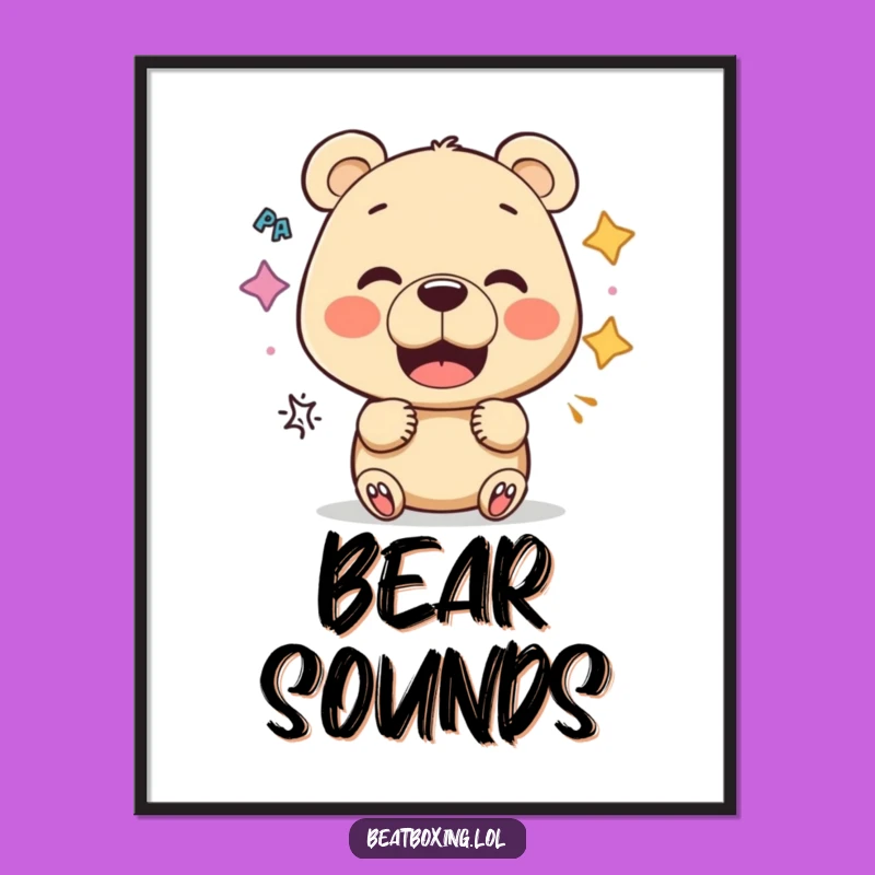 Funny Bear Vocalist Digital Print: Sonic Art, Experimental Decor Gift