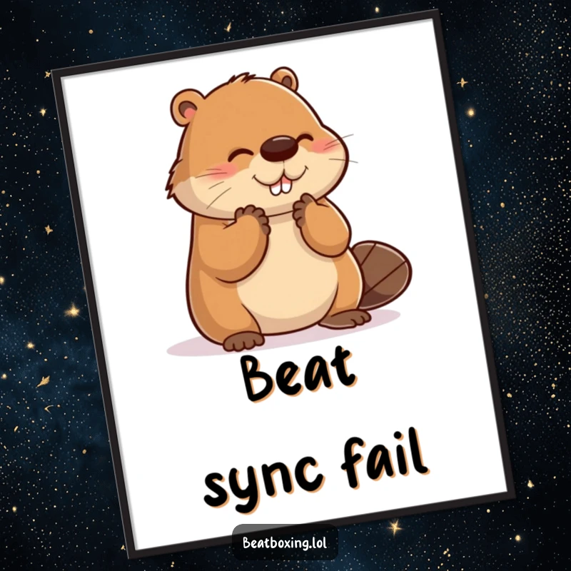 Funny digital art print of a clumsy beaver attempting to clap, humorously missing the beat, great for decor.