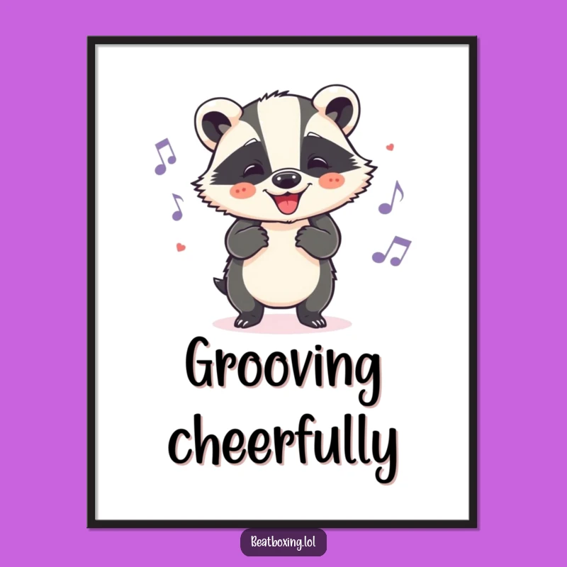 Funny Badger Digital Art: Cheerful Head Nods, Hilarious Printable Music Gift