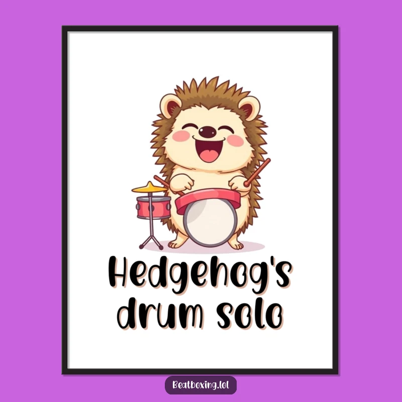 Funny Laughing Hedgehog Drummer Digital Art - Instant Rhythmic Decor