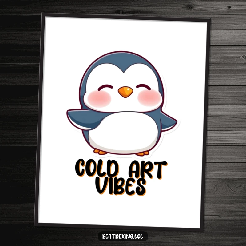 Funny Penguin Digital Art Print: A penguin character vibrating its lips for a 'brrr' sound, ideal for instantly cool digital art.