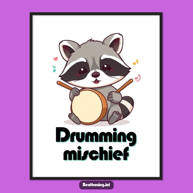 Funny Raccoon Digital Art: Mischievous Beat, Hilarious Printable Music Gift