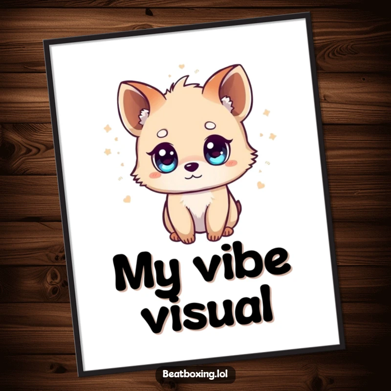 Funny Tiny Animal Digital Art Print: A small creature with bright eyes, showing musical beats emanating, perfect for instant wall decor.