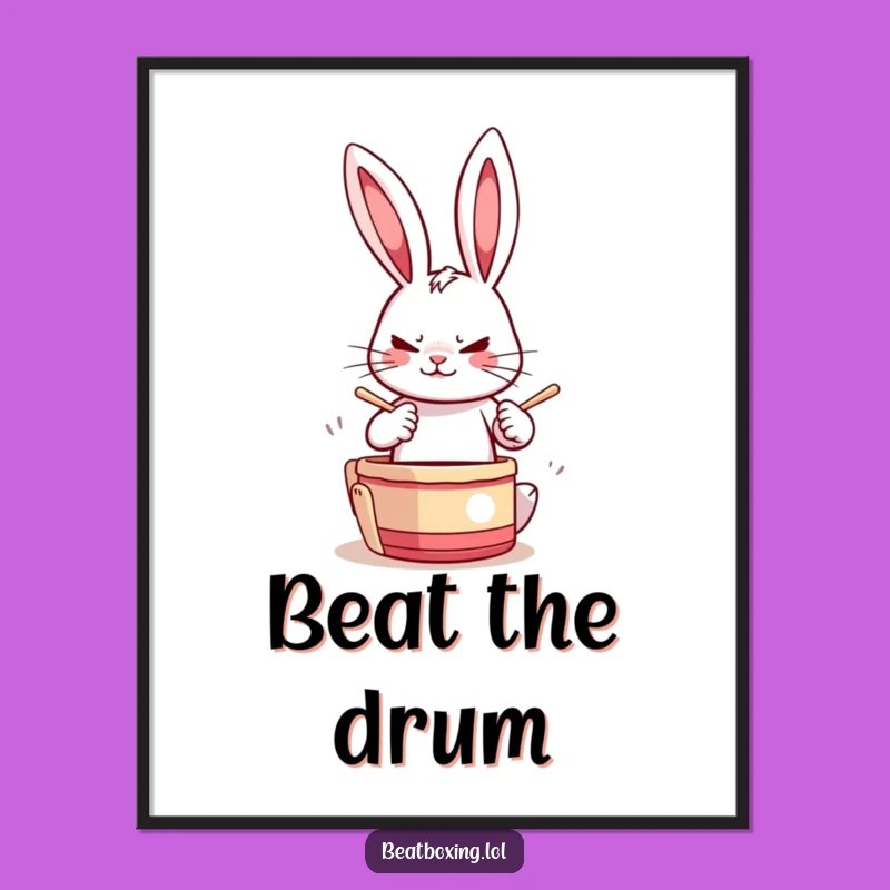 Instant Funny Drumming Rabbit Digital Art: Decorate with Beat! A Quick Funny Gift.