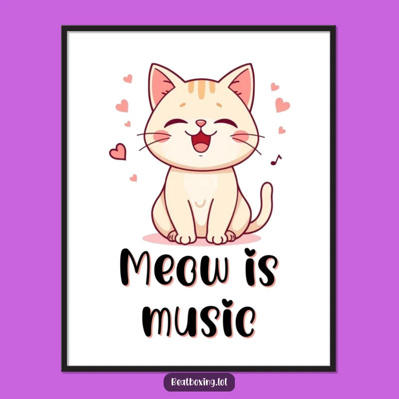 Instant Funny Purring Cat Digital Art: Decorate with Calm Joy! A Quick Funny Gift.
