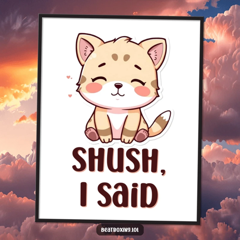 Funny digital art print of an animal character visually making a 'tsk' sound, adding witty decor.