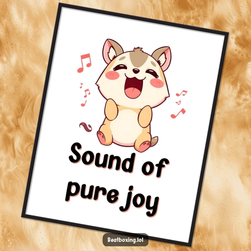 Funny Animal Sound Digital Art: A cute animal character sings loudly, offering musical and humorous wall art.