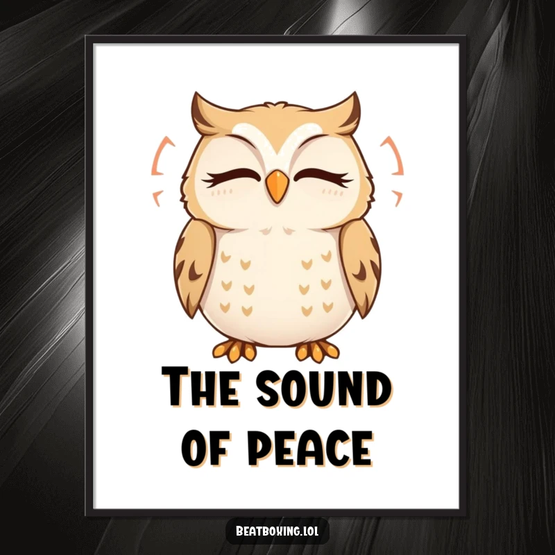 Funny Owl Digital Art: Delighted owl humming with visible sound ripples, perfect for creating a serene and calming art piece.