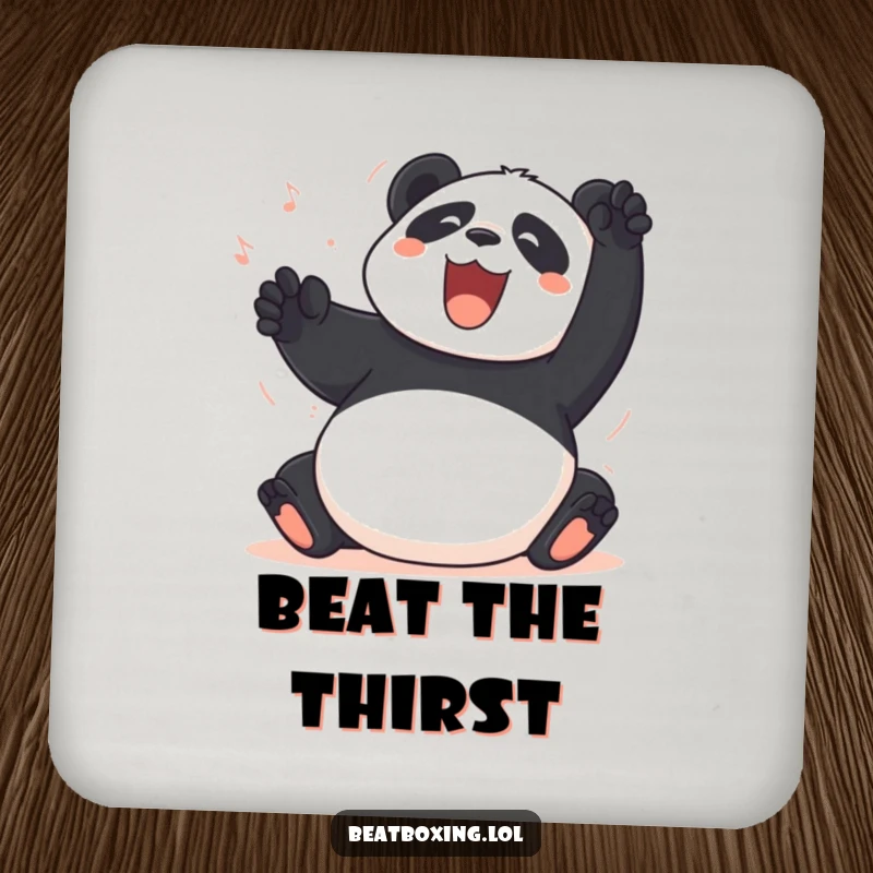 Funny Panda Coaster: A jubilant panda creates comical percussive sounds by slapping its belly, adding humor to drink protection.