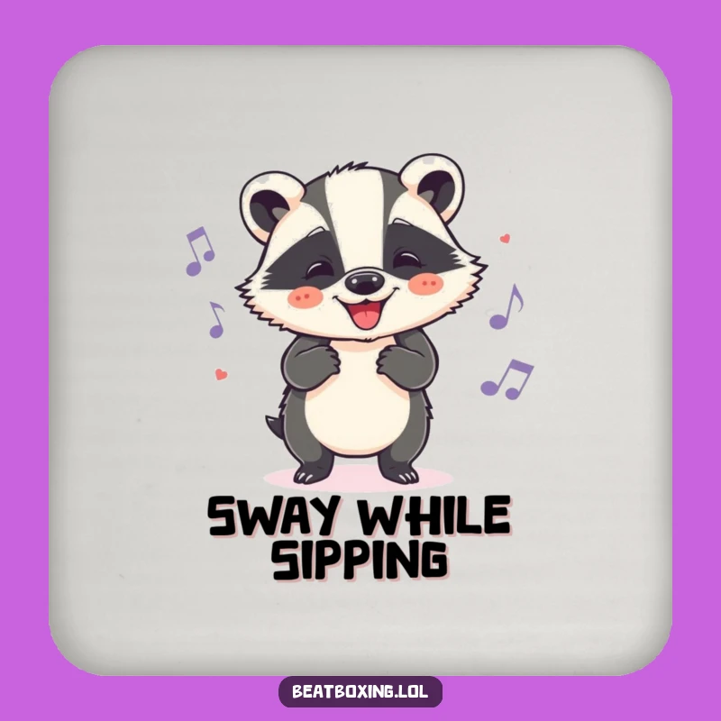 Funny Badger Coaster: Cheerful Head Nods, Humorous Table Music Gift