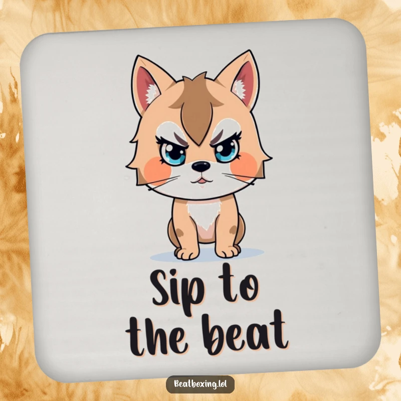 Funny drink coaster featuring an animal character with intense focus on a beat, perfect for music enthusiasts.