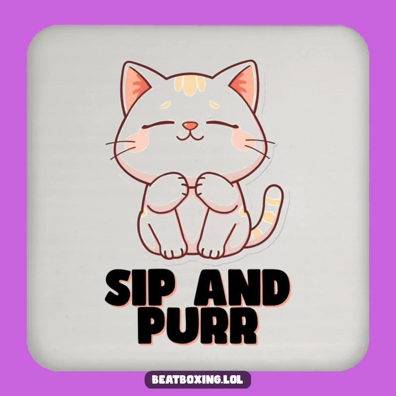 Funny Coaster: Contented Purring Cat - Protect Surfaces with Calm!