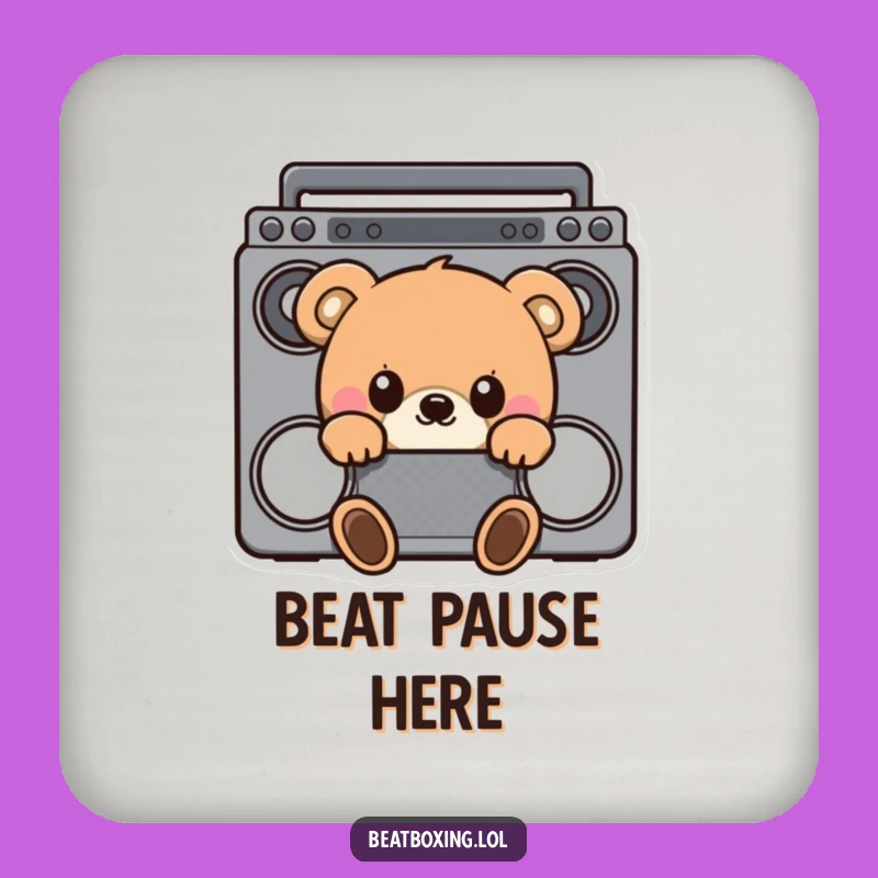 Funny Curious Bear Boombox Coaster Set - Protect Surfaces with Musical Humor