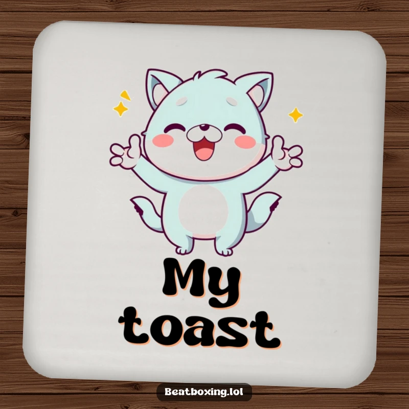 Funny Kawaii Animal Coasters: Cute, energetic characters with dynamic gestures protecting surfaces with a humorous touch.