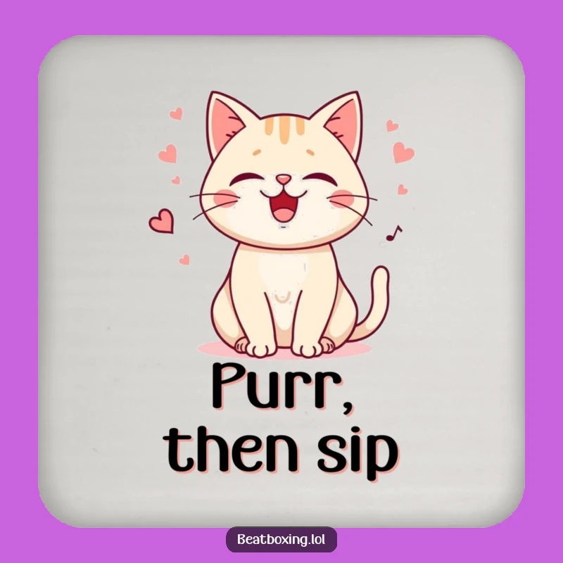 Set of Funny Purring Cat Coasters: Protect Surfaces with Purrs! A Cute Funny Gift.