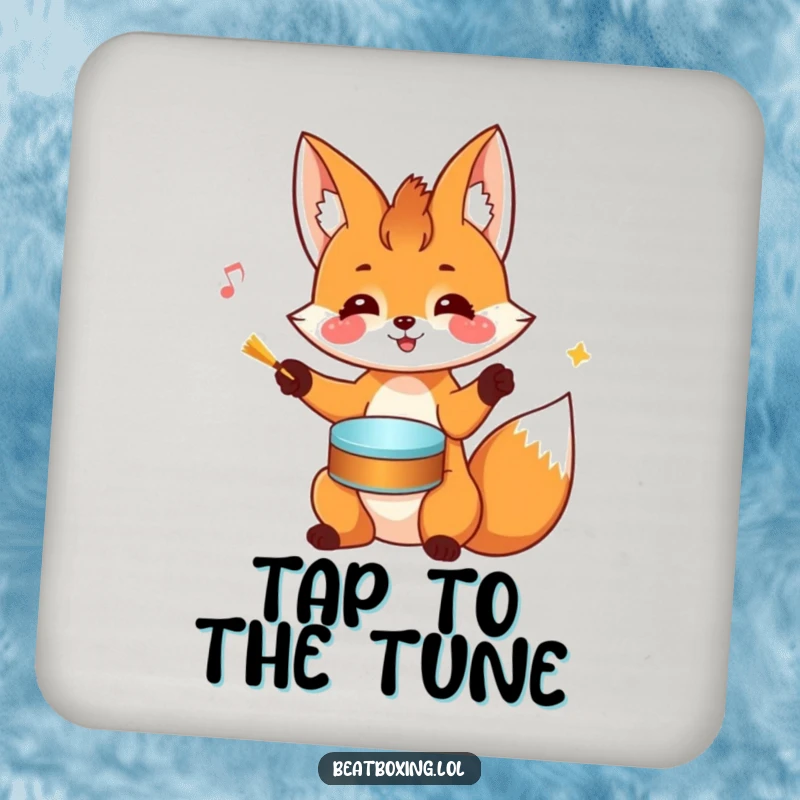 Funny Fox Coaster: A cheerful fox rhythmically drums on its head with its paws, adding rhythm to drink protection.