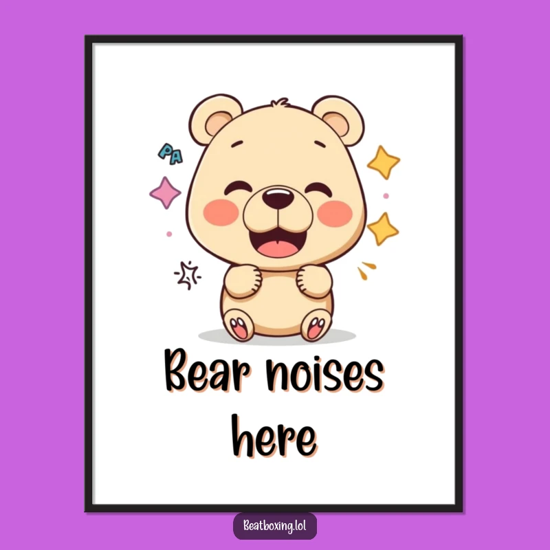 Funny Bear Vocalist Poster: Sonic Art, Experimental Decor Gift