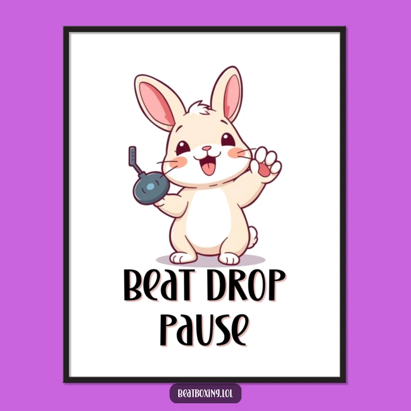 Funny Rabbit Record Scratch Poster - Vibrant Music Art for Your Wall