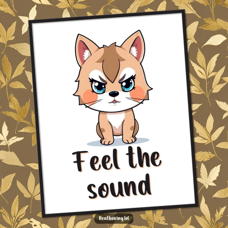 Funny poster print of an animal character locked in intense focus on a musical beat, celebrating the rhythm.