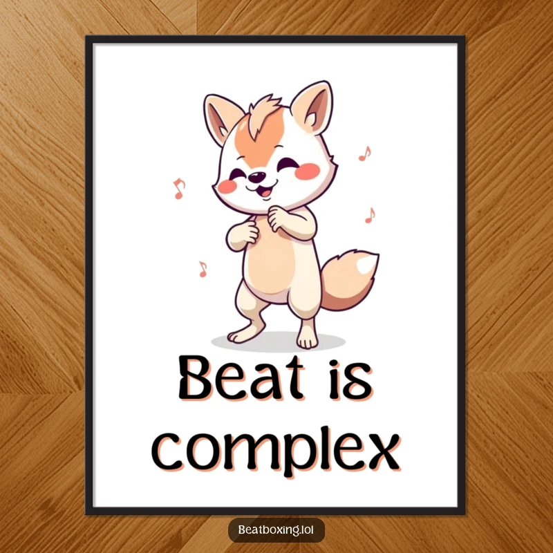 Funny poster art of an animal character showcasing complex limb-tapping beats, celebrating musical artistry.