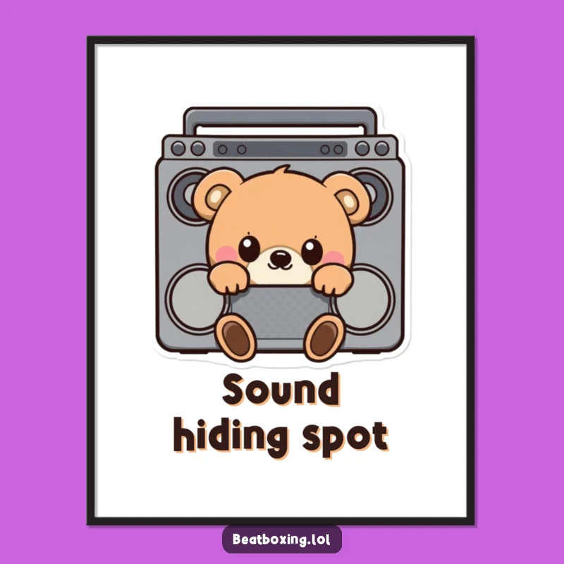 Funny Curious Bear Boombox Poster - Retro Music Wall Art for Your Room