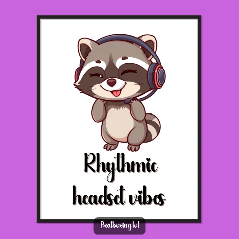 Funny Winking Raccoon Gamer Poster - Headset Wall Art