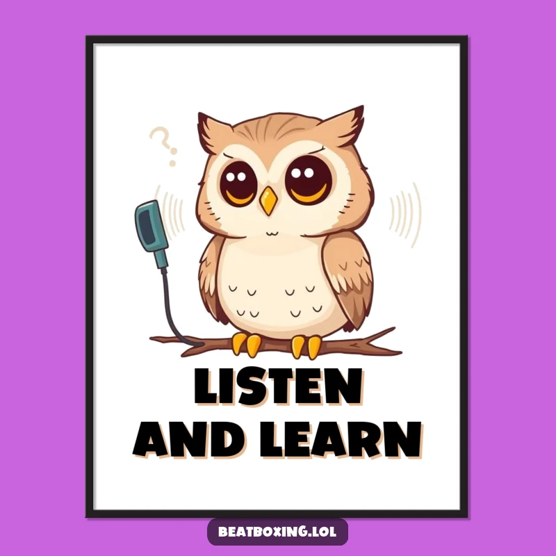 Funny Owl Sound Wave Poster - Wise Wall Art for Music & Nature Lovers